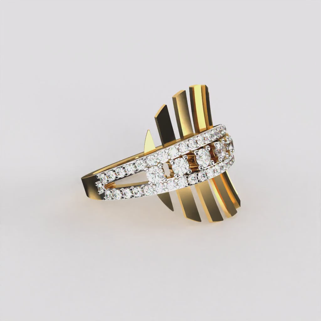 Geometric Multi Lines Diamond Ring
