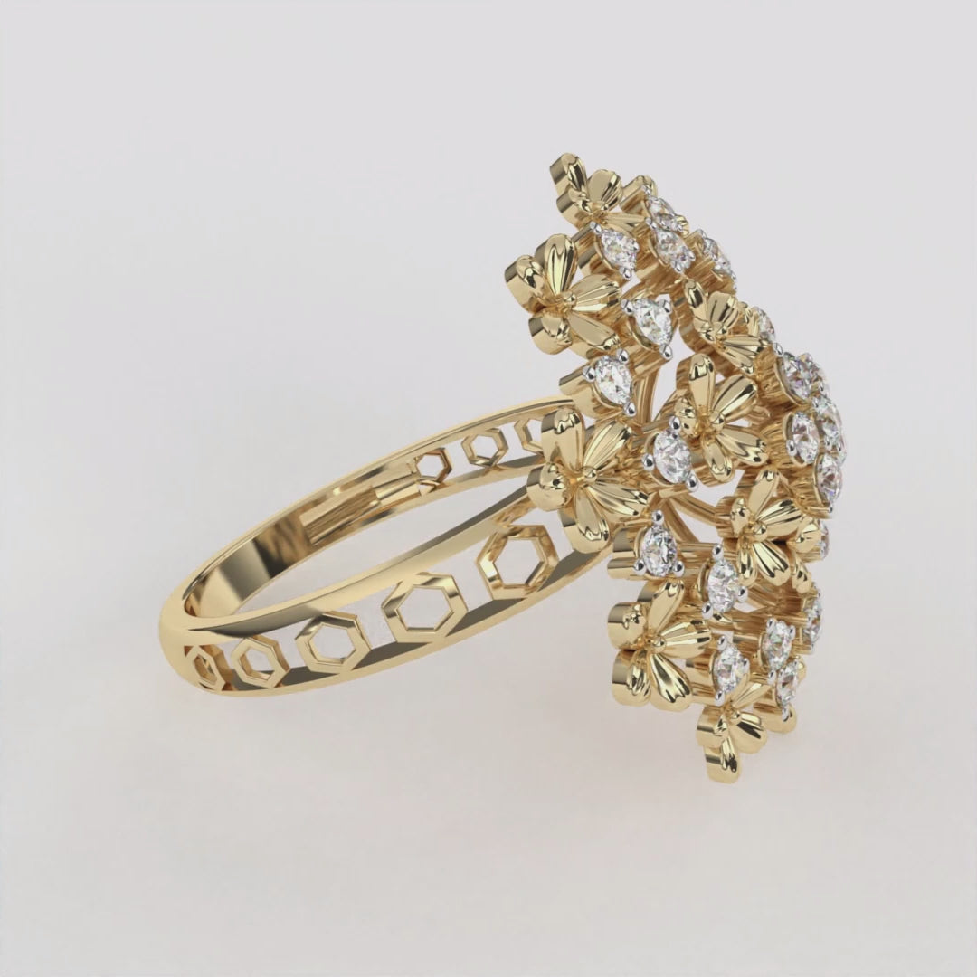 Gold Alloy Beads Diamond Ring