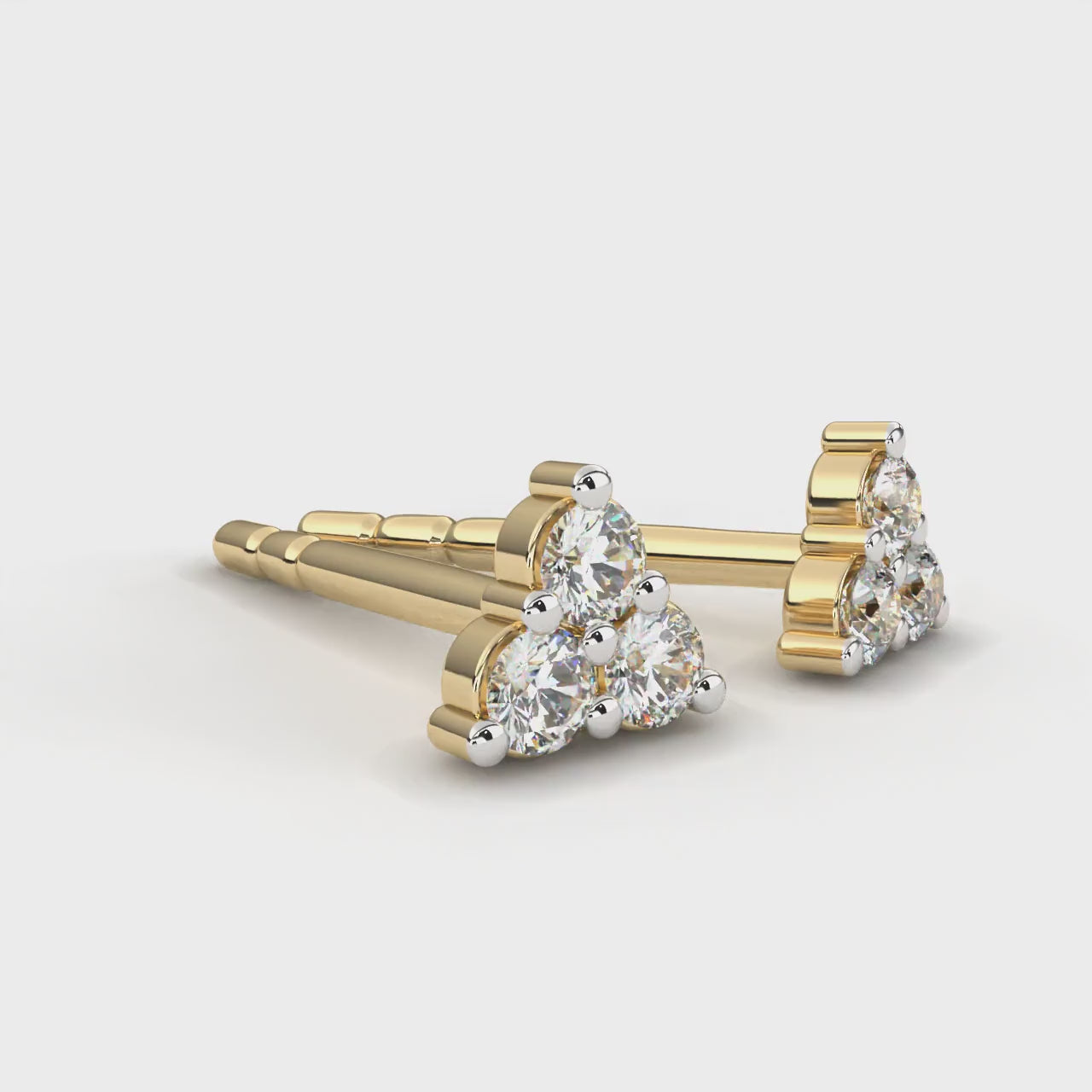 Tri Diamond Stud Earrings