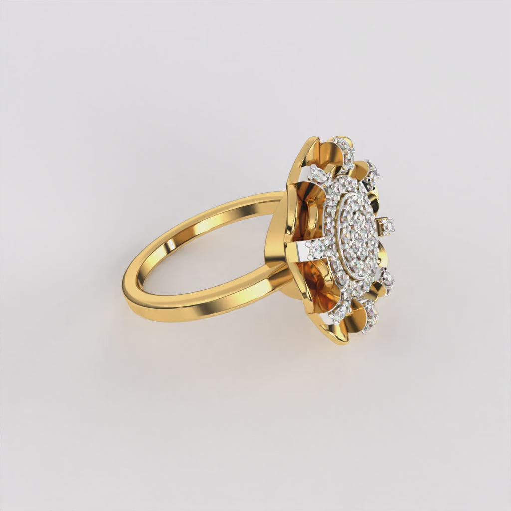 Raised Wavy Diamond Ring