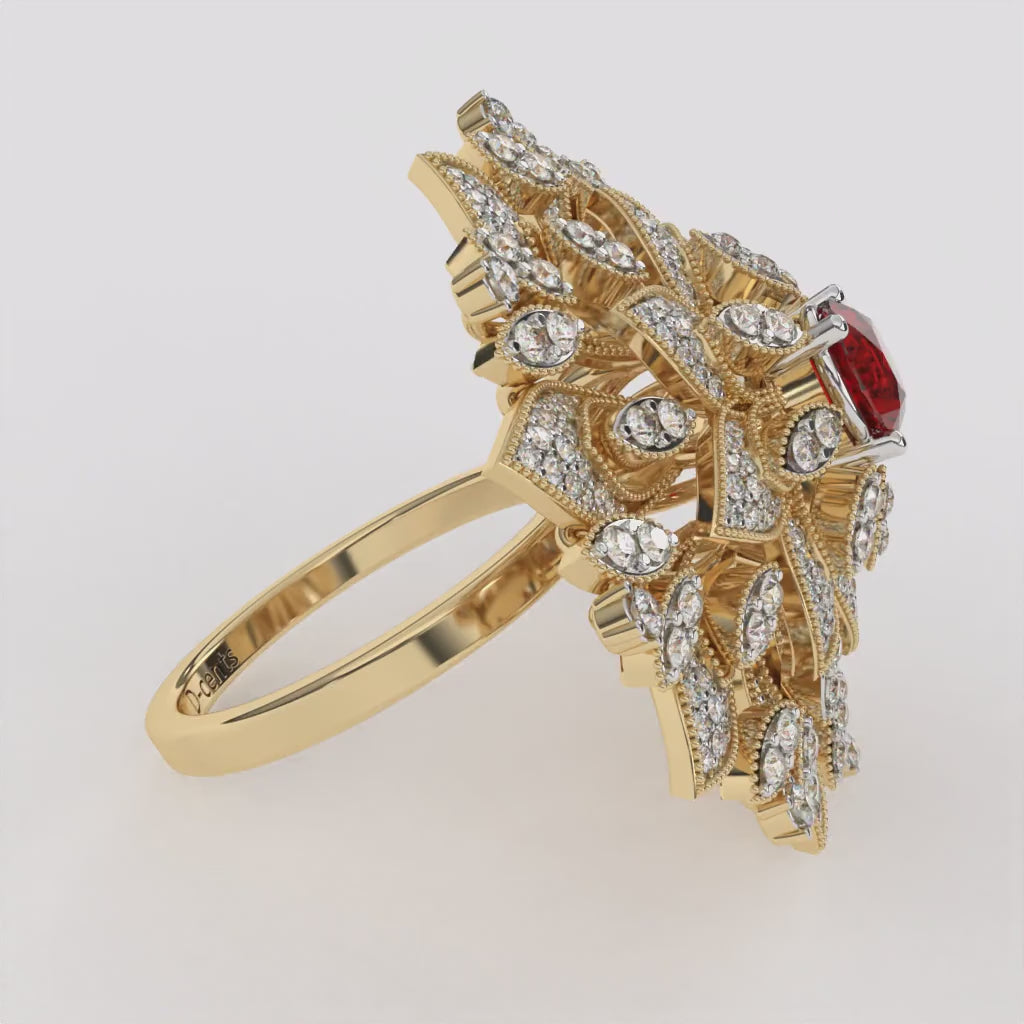 Ruby Blossom Diamond Ring