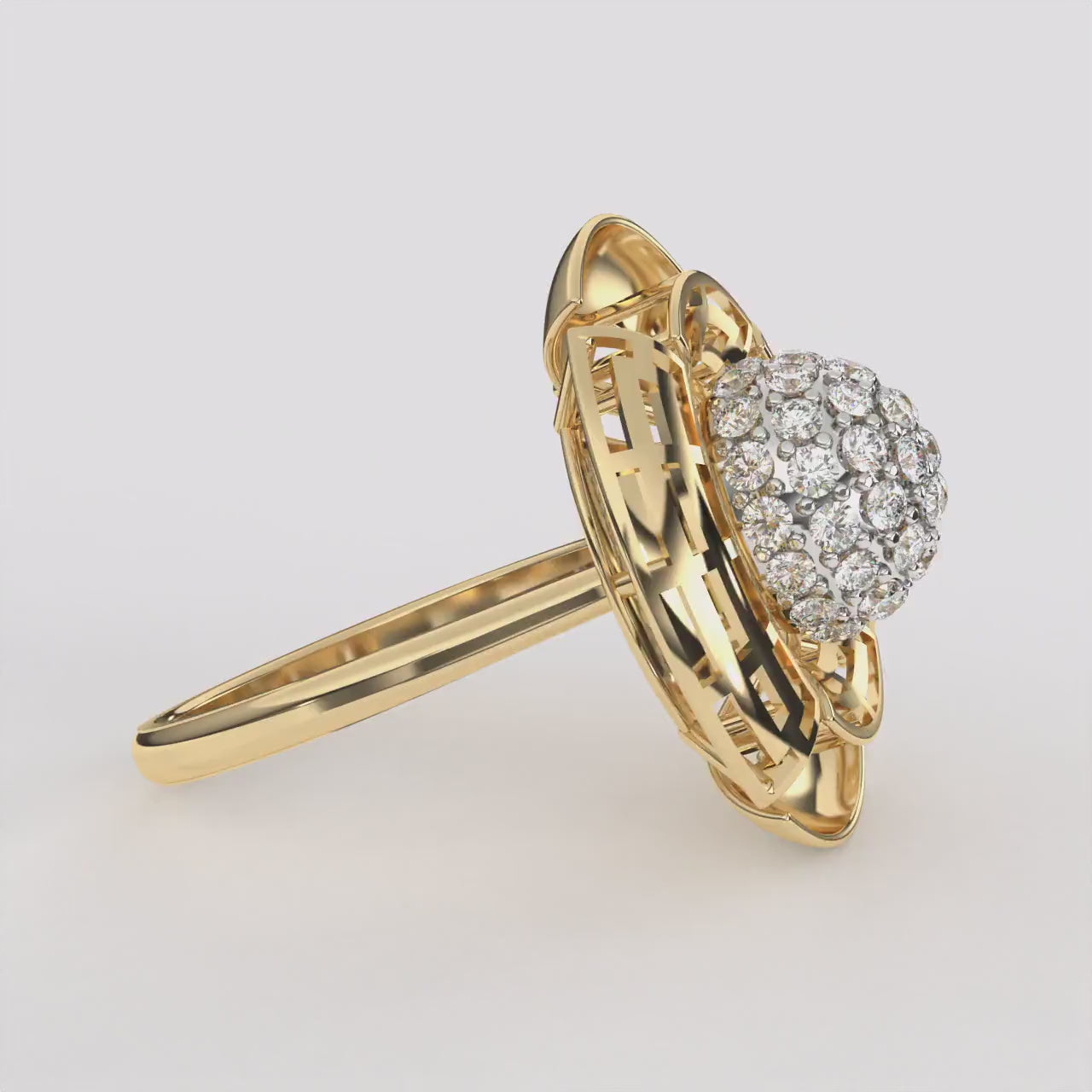18k Gold Diamond Brooch Ring