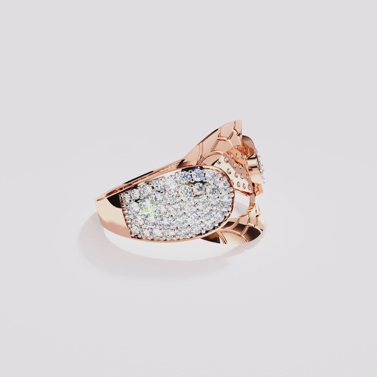 Geometric Oval Diamond Ring