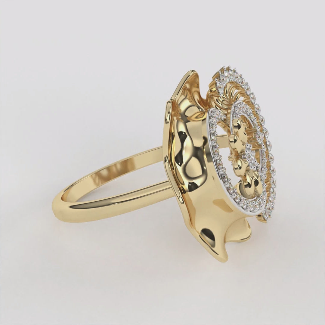 Double Circle 14k Gold Diamond Ring