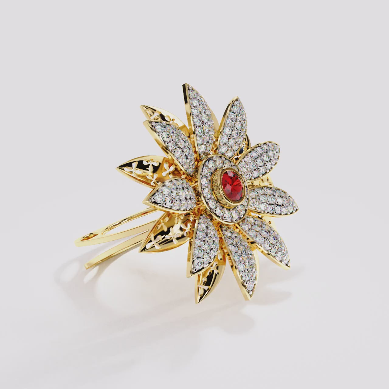 Abstract Flower Diamond Ring
