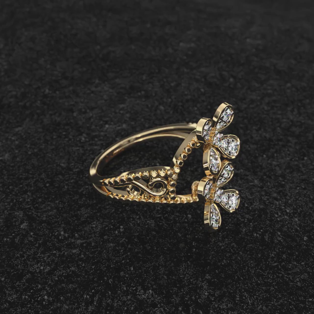 Twin Floret Diamond ring