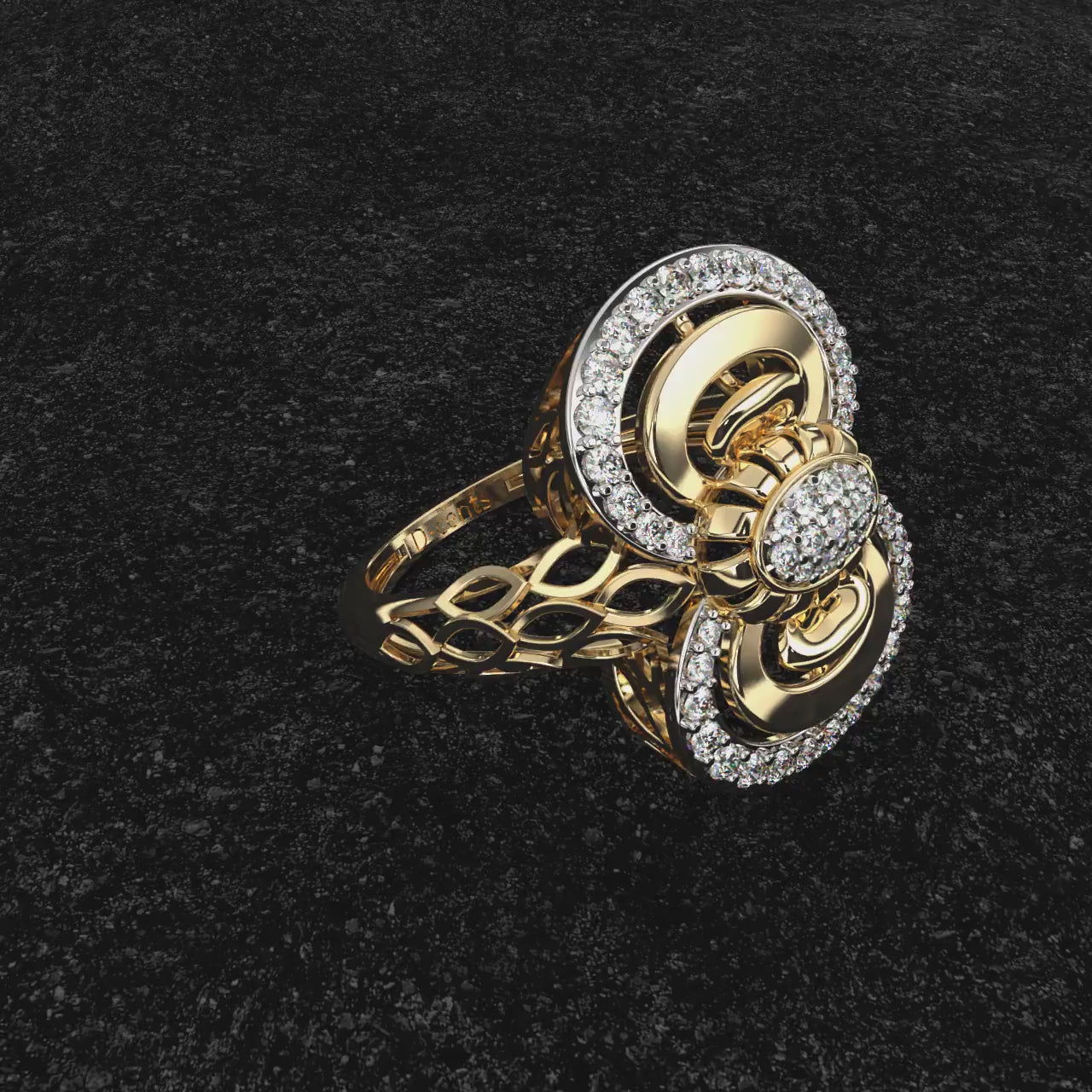 Intertwined Oval Diamond Ring