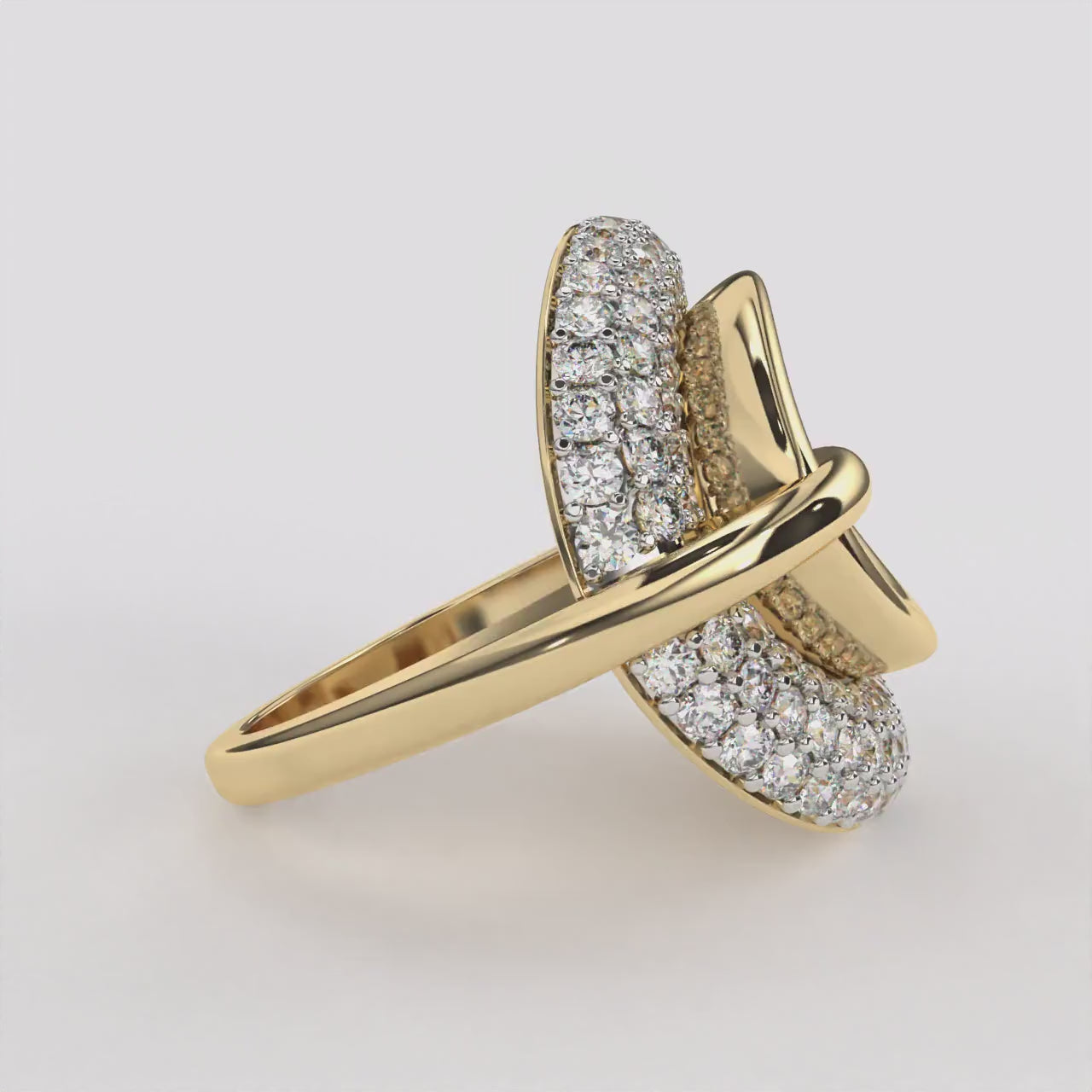 Curved Diamond Shell Ring