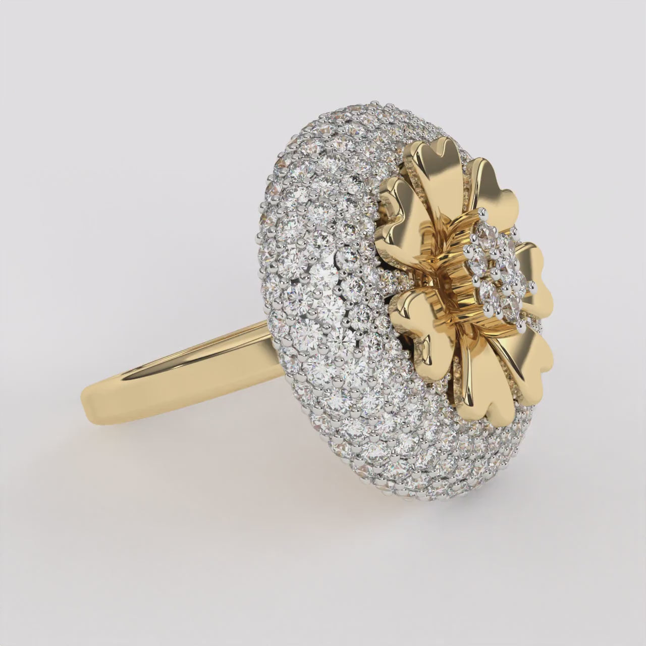 Flower Design Rose Gold Diamond Ring