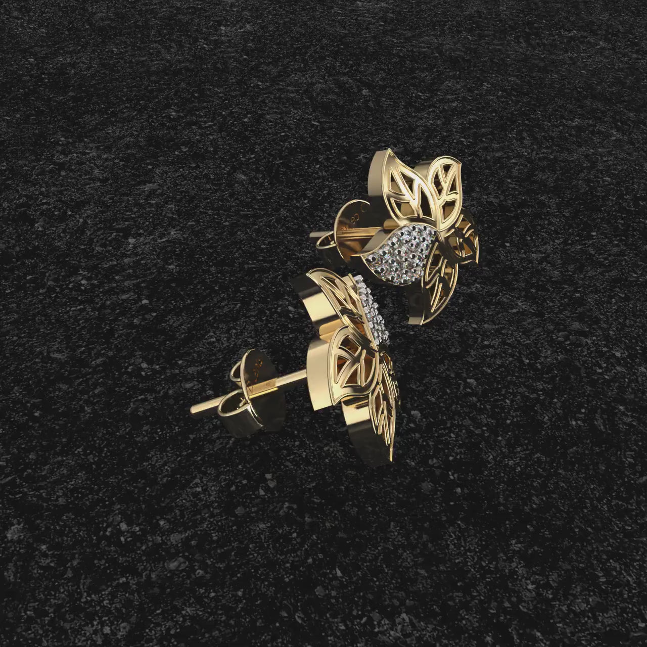 Mini Leaf Diamond Earrings