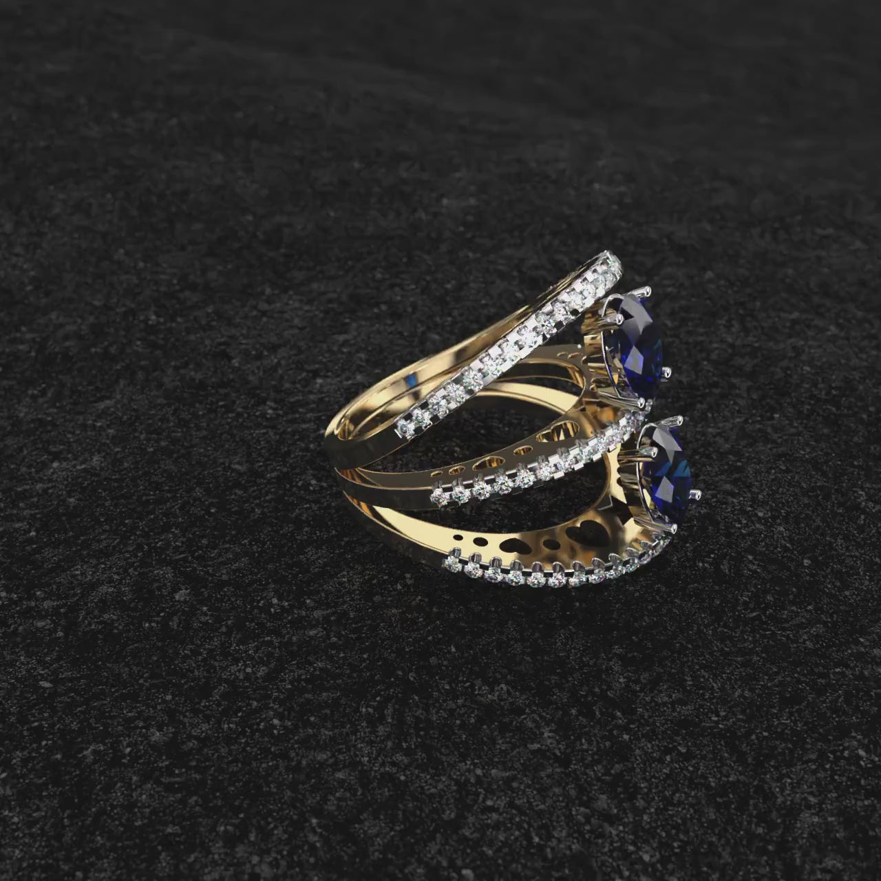 Twin Blue Diamond Ring