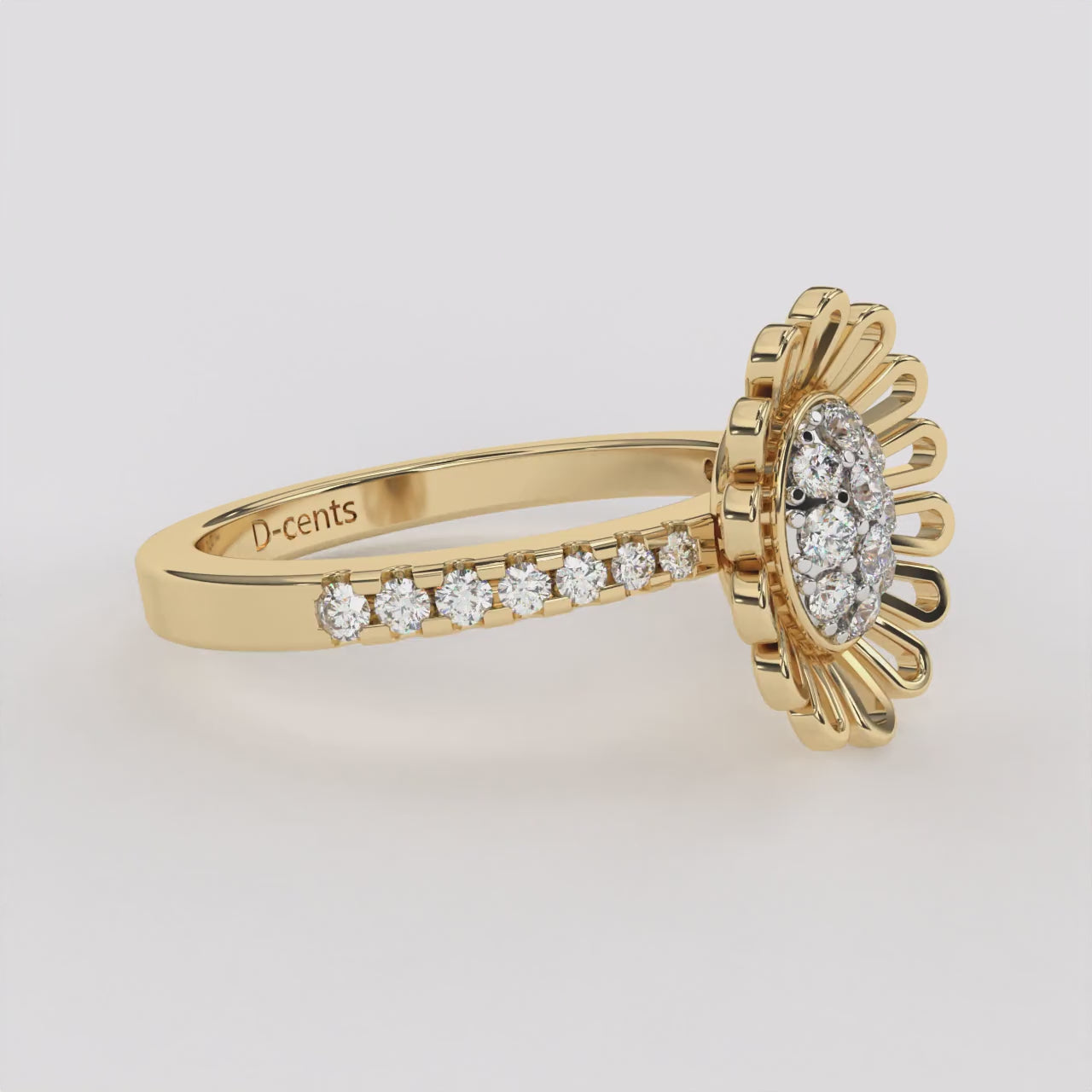 Gold Sunflower Diamond Ring