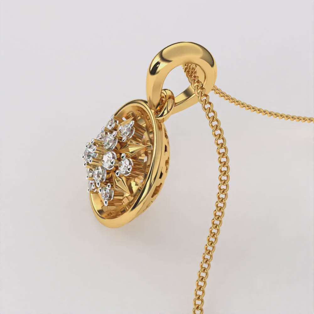 Circular floral Diamond Pendant