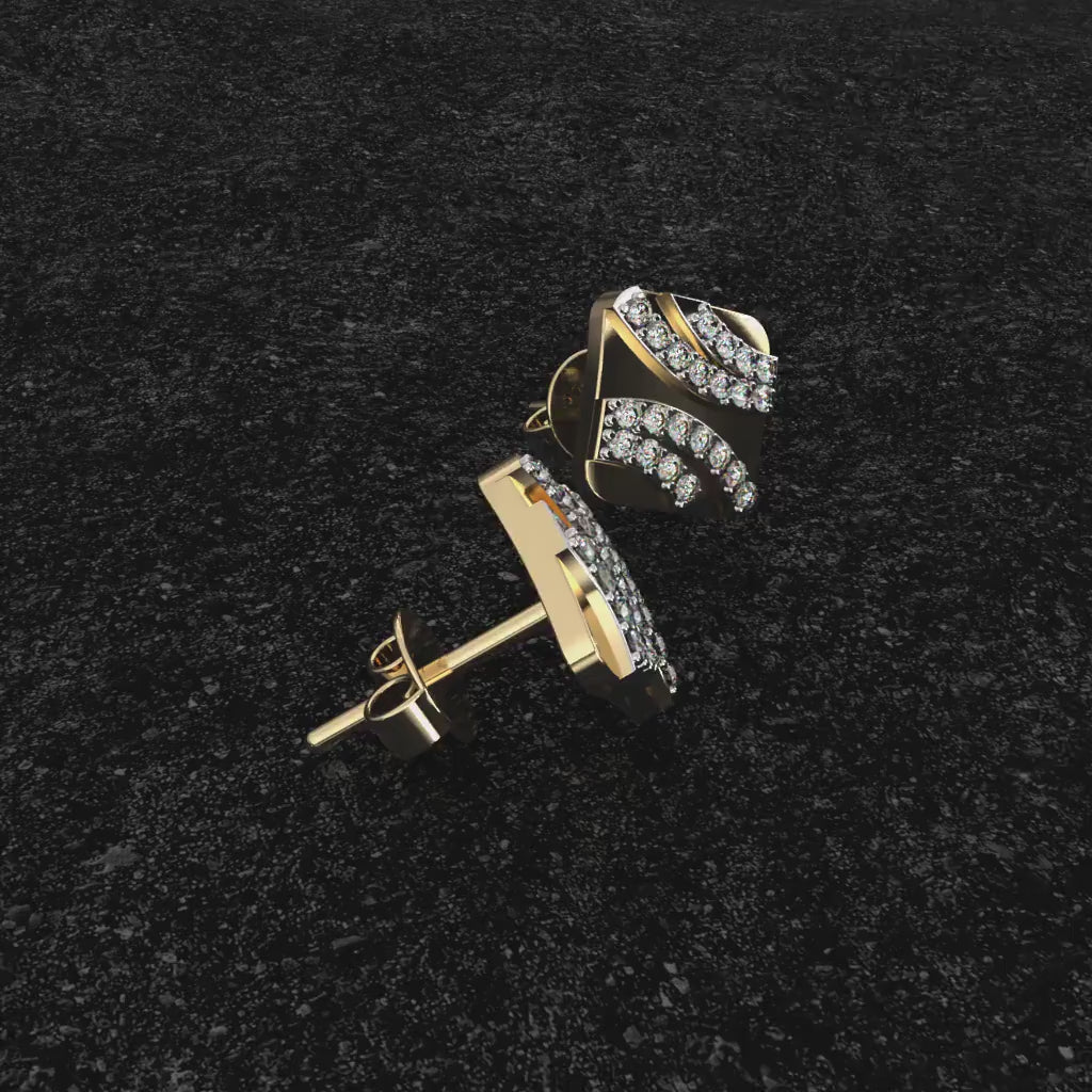 Rustic Glam Diamond Stud Earrings