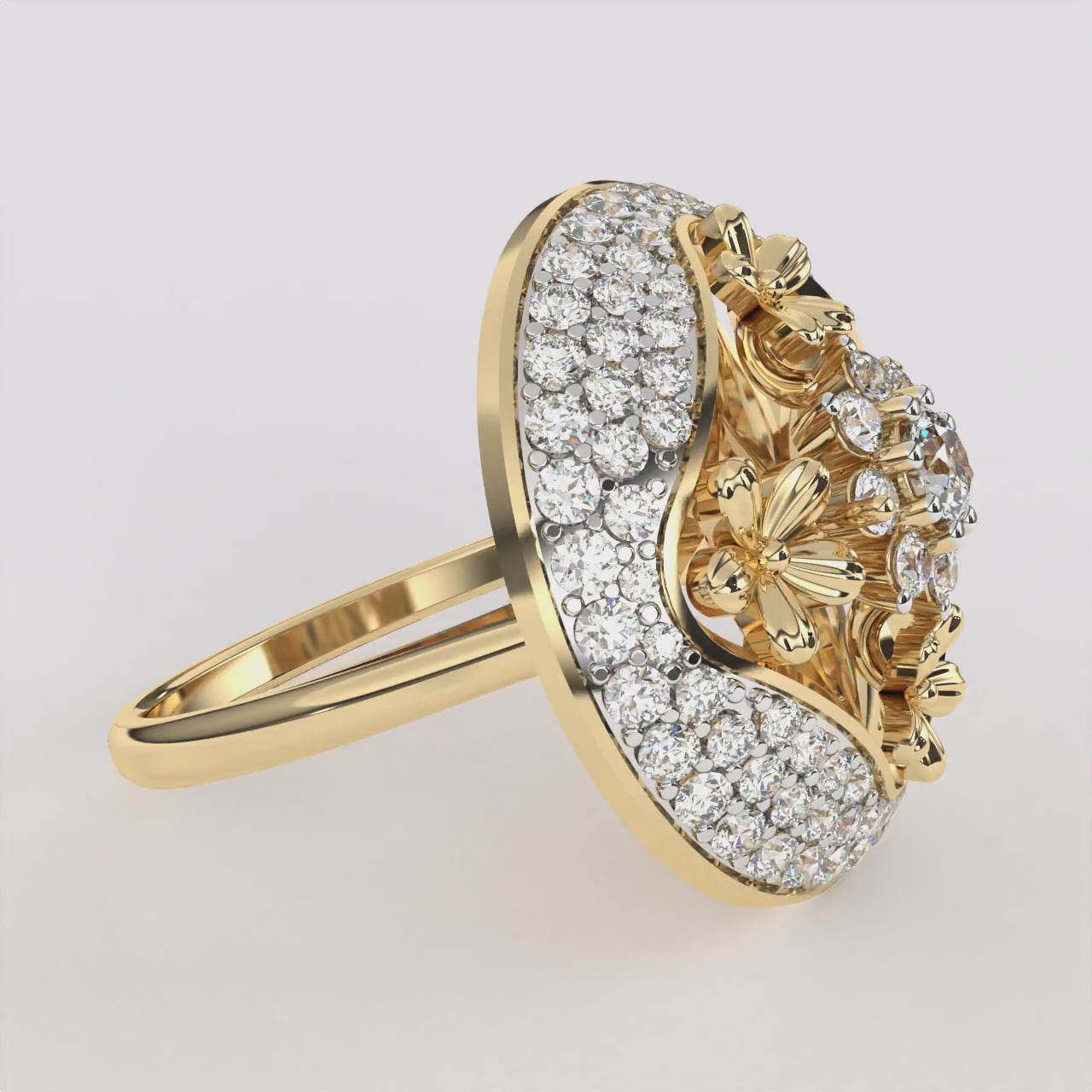 18k Gold Petal Diamond Ring