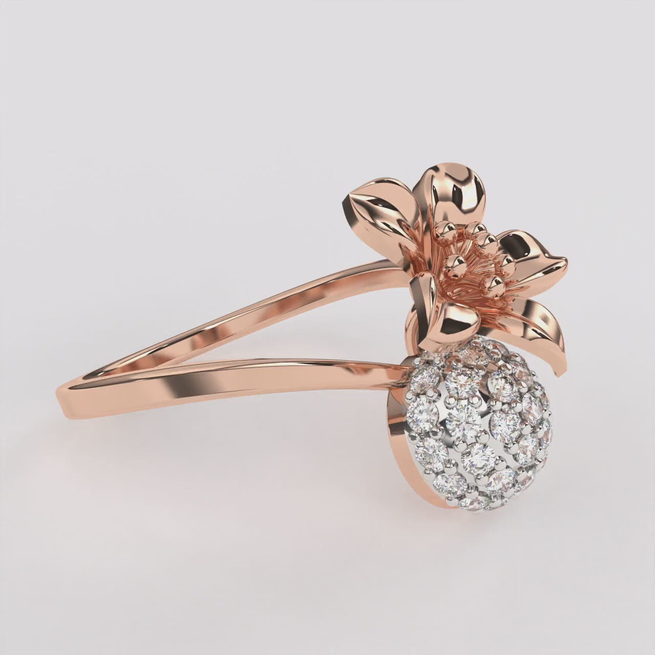 Gold Floral Diamond Ring