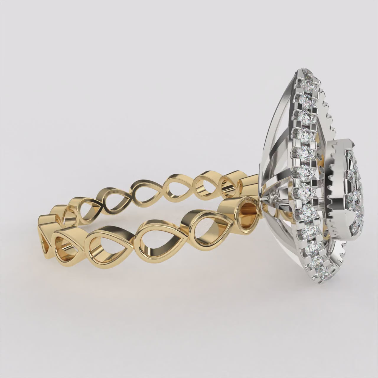 Pear Shape 18k Gold Diamond Ring