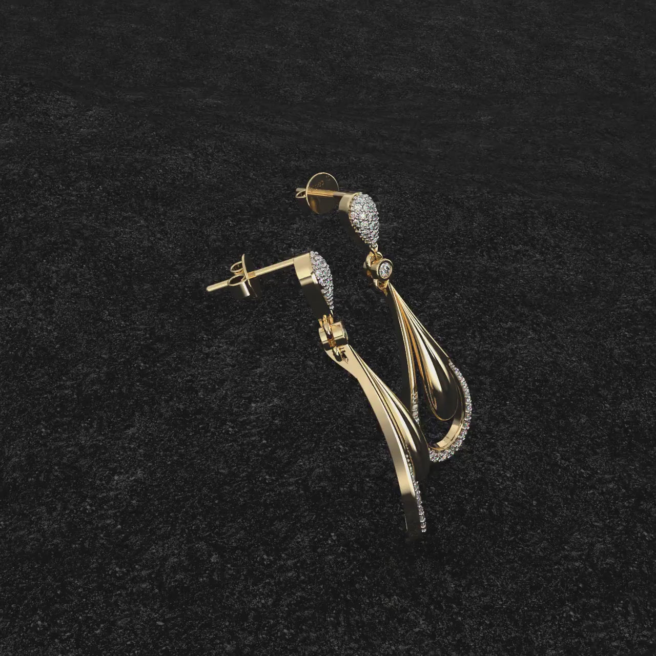 Elongated Pear Drop Diamond Earrings