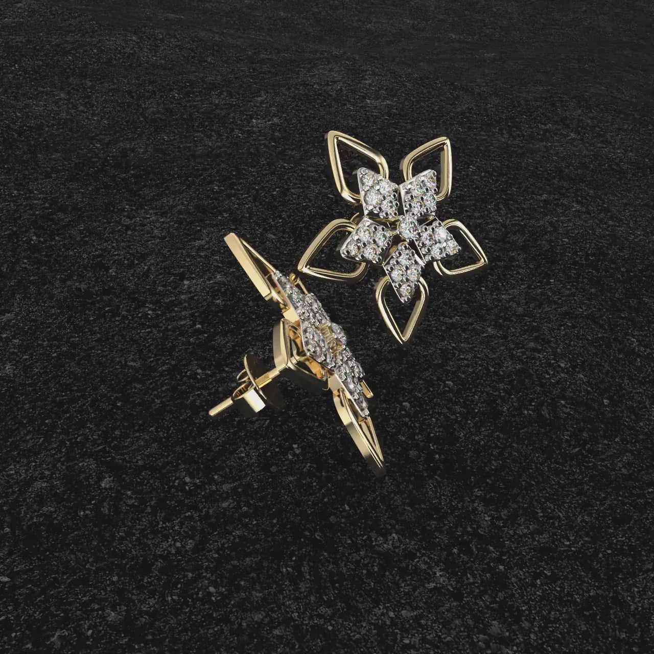 Flora Charms Diamond Stud Earrings