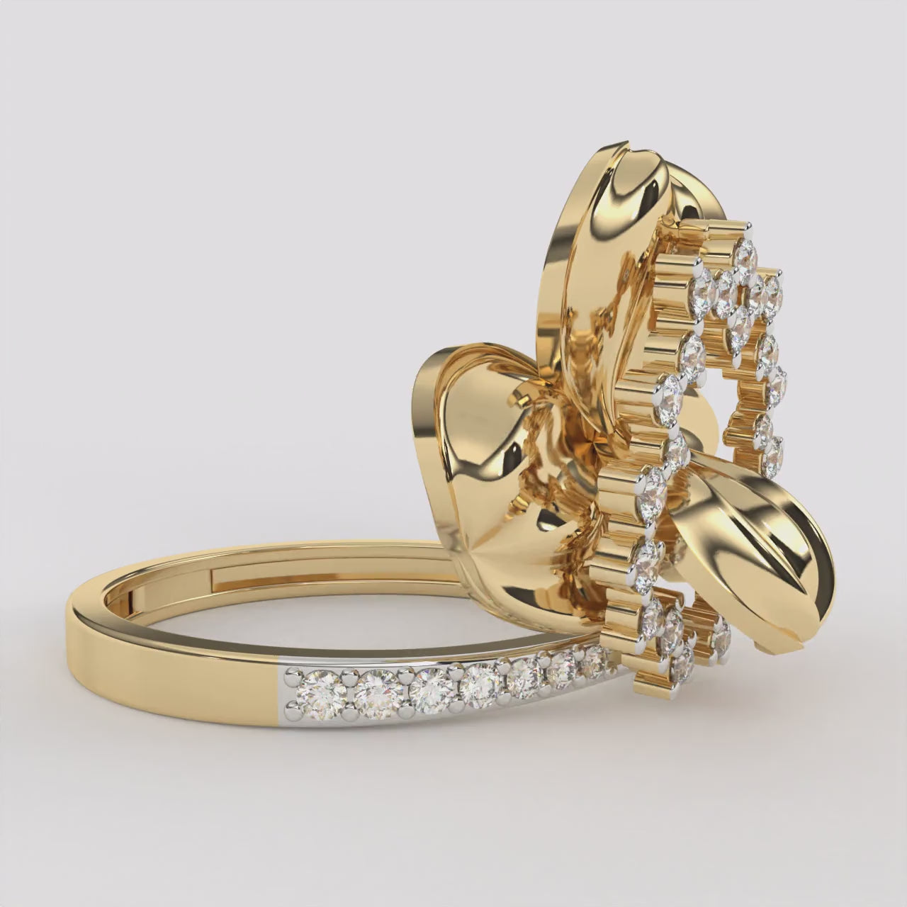 Floret Design Rose Gold Diamond Ring