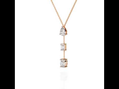 Triple Shape Lab Grown Diamond Drop Necklace – Pear, Emerald & Oval Cuts