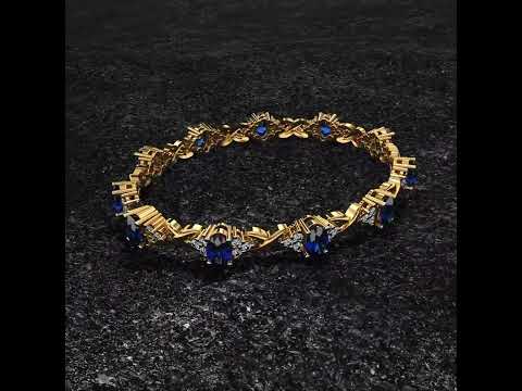 Blue Oval Diamond  Bracelet