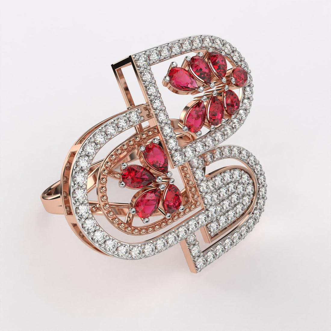 Red Rose petal Diamond Ring