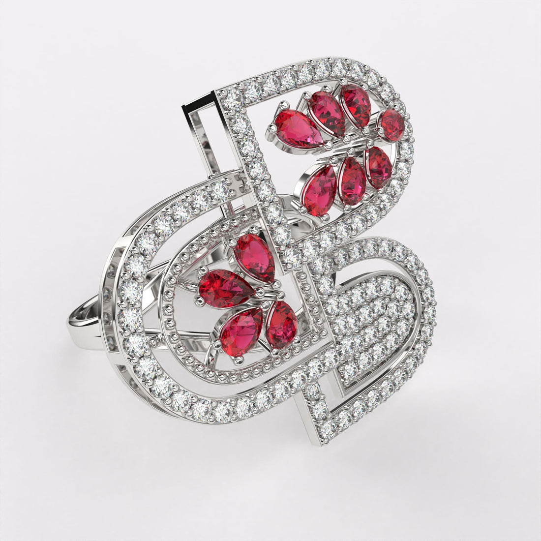 Red Rose petal Diamond Ring