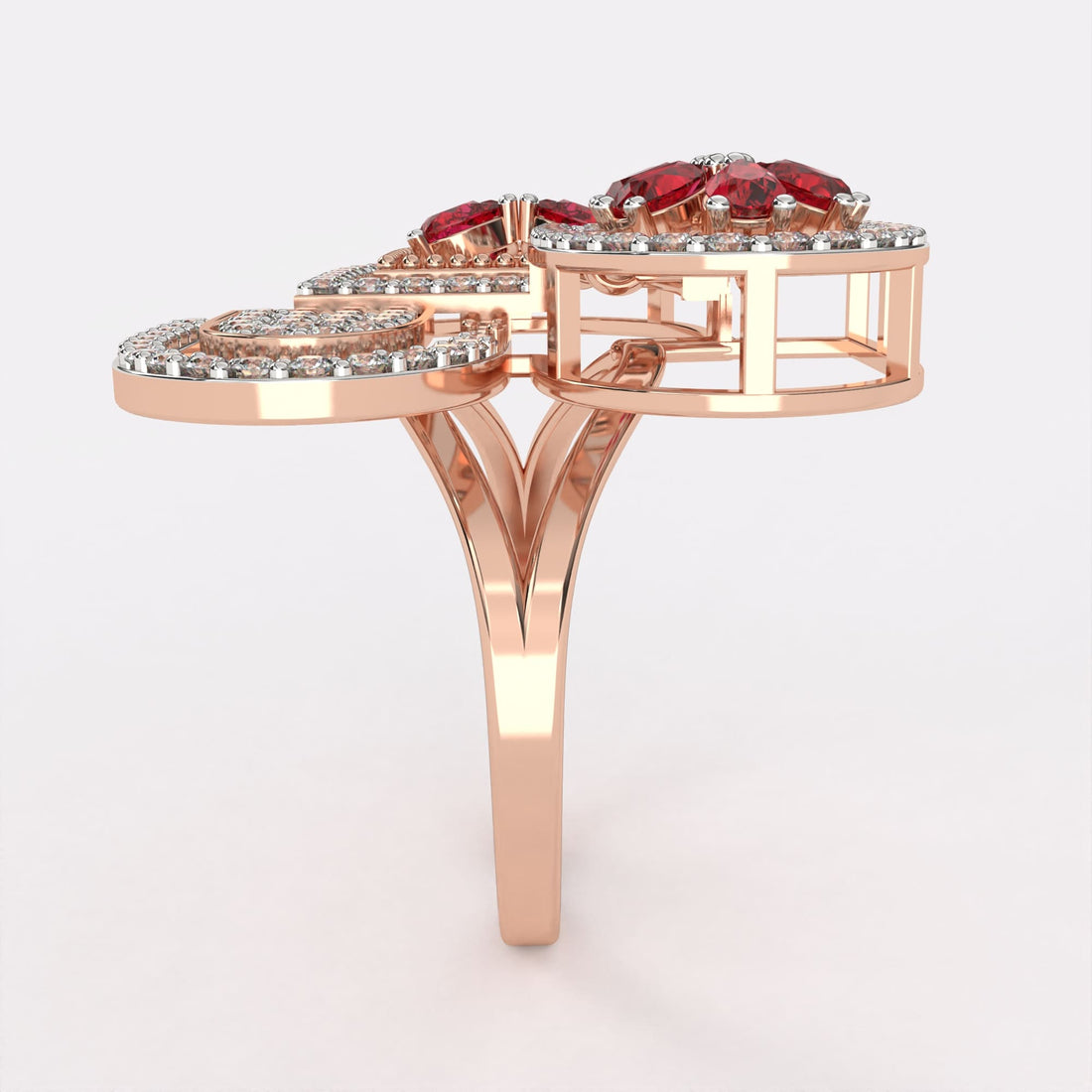 Red Rose petal Diamond Ring