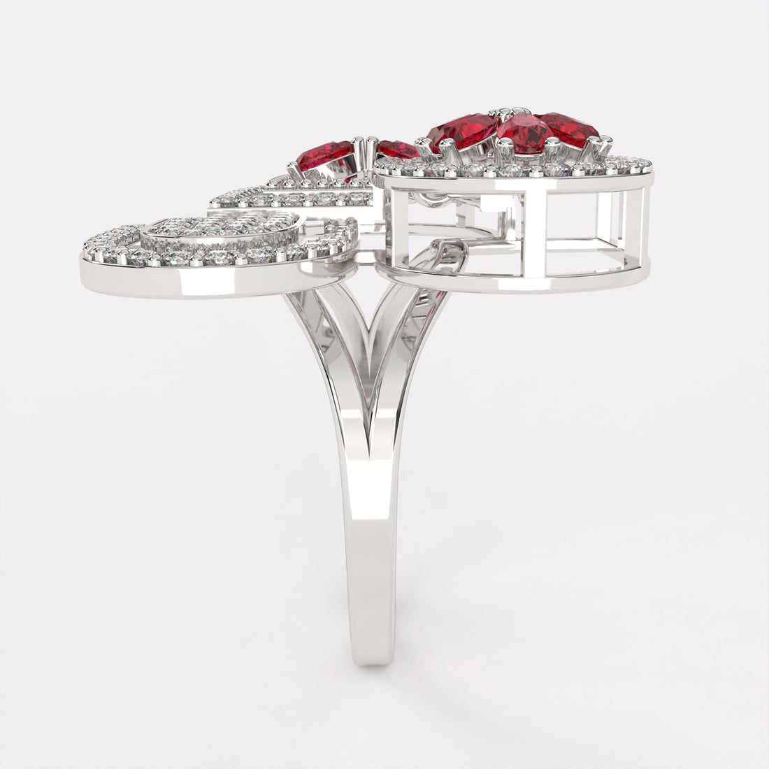 Red Rose petal Diamond Ring