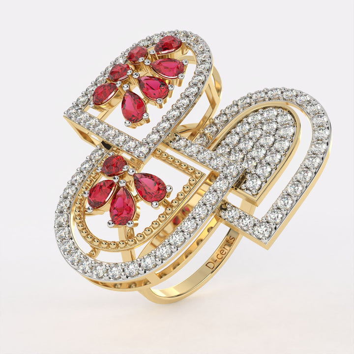 Red Rose petal Diamond Ring