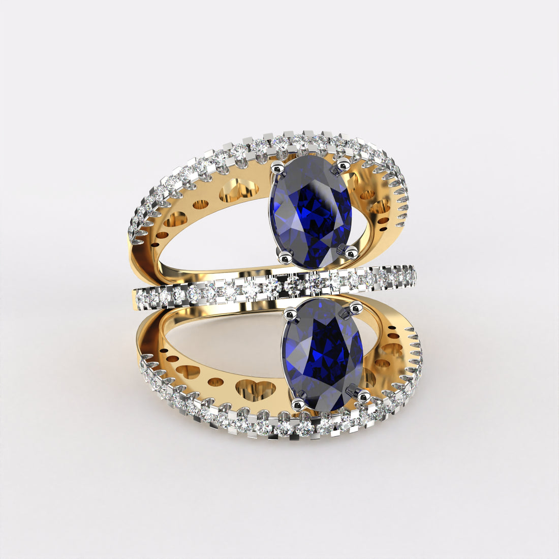 Twin Blue Diamond Ring