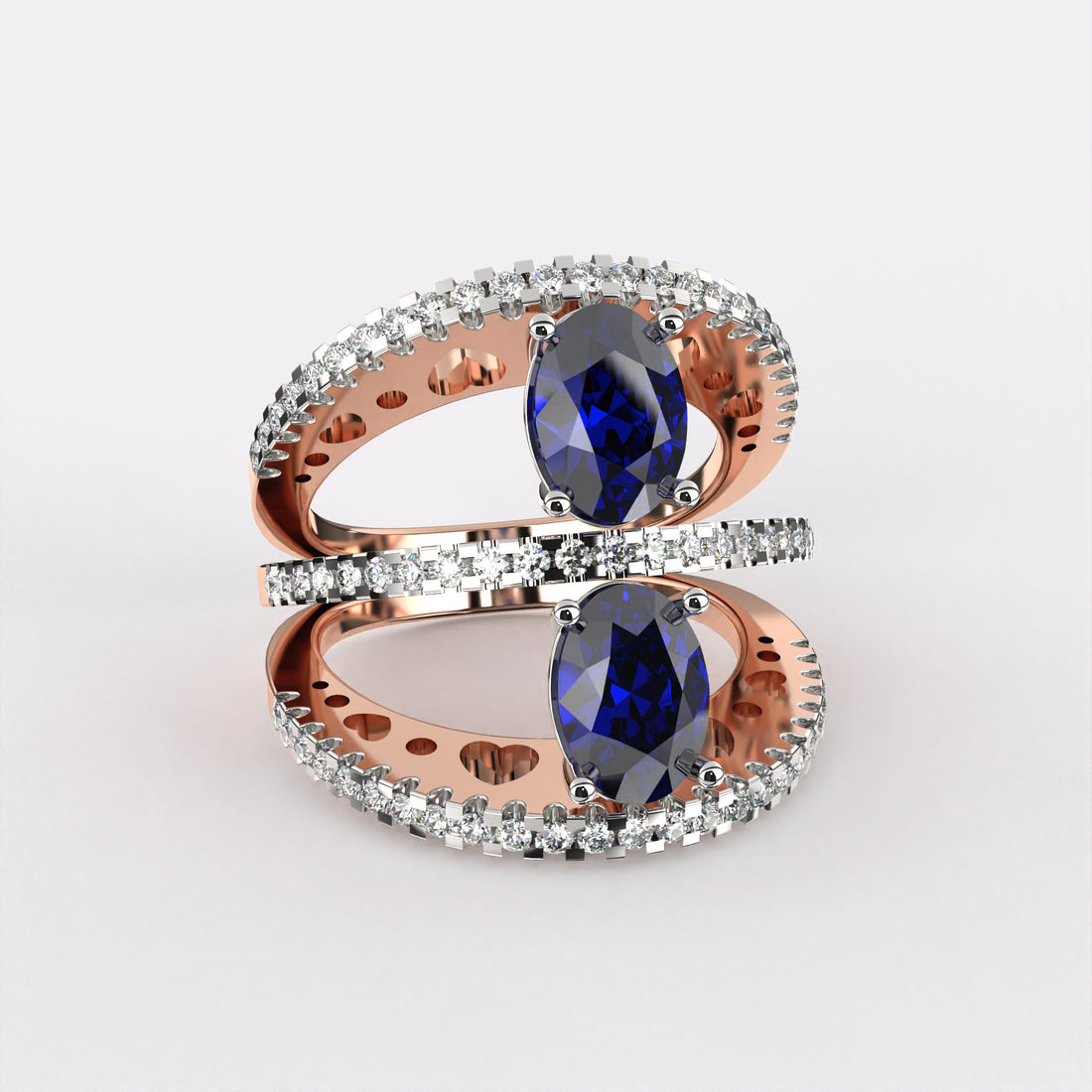 Twin Blue Diamond Ring