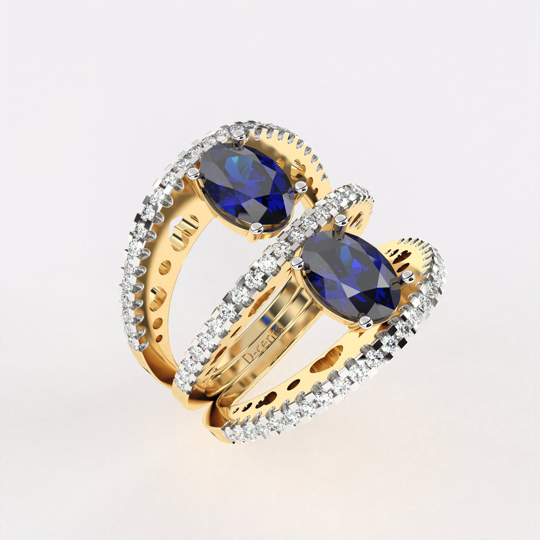 Twin Blue Diamond Ring