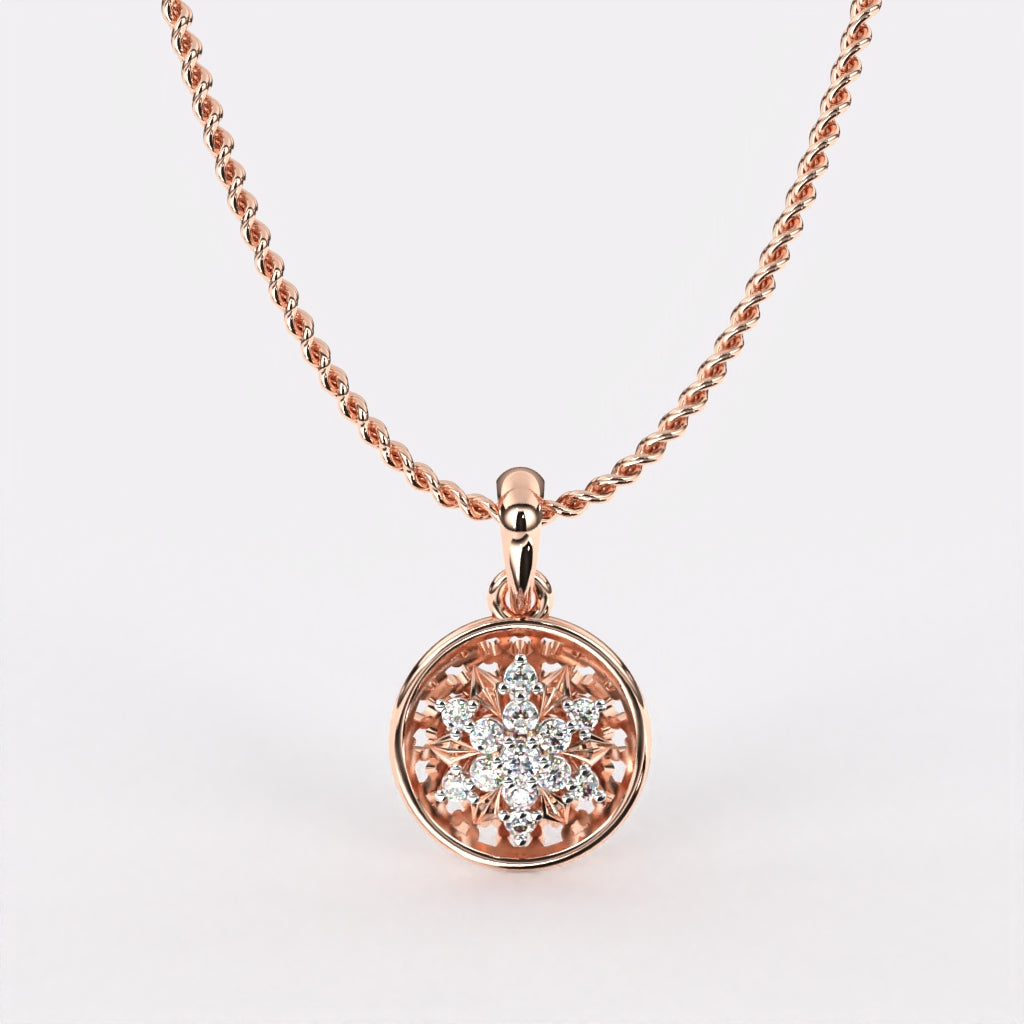 Circular floral Diamond Pendant