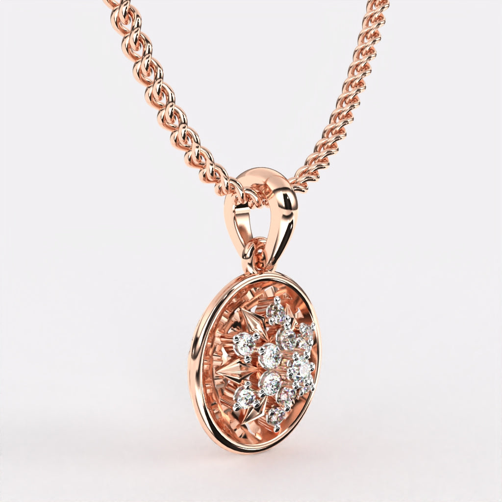 Circular floral Diamond Pendant