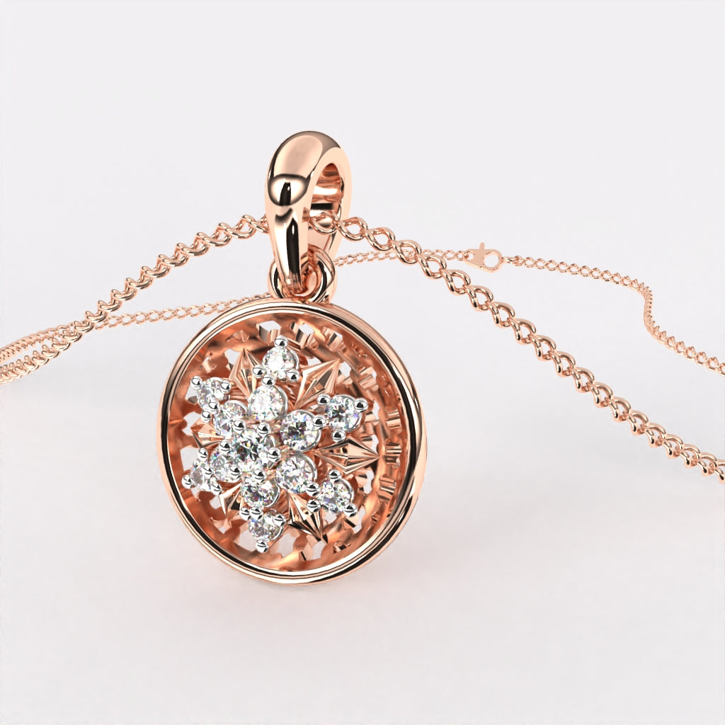 Circular floral Diamond Pendant