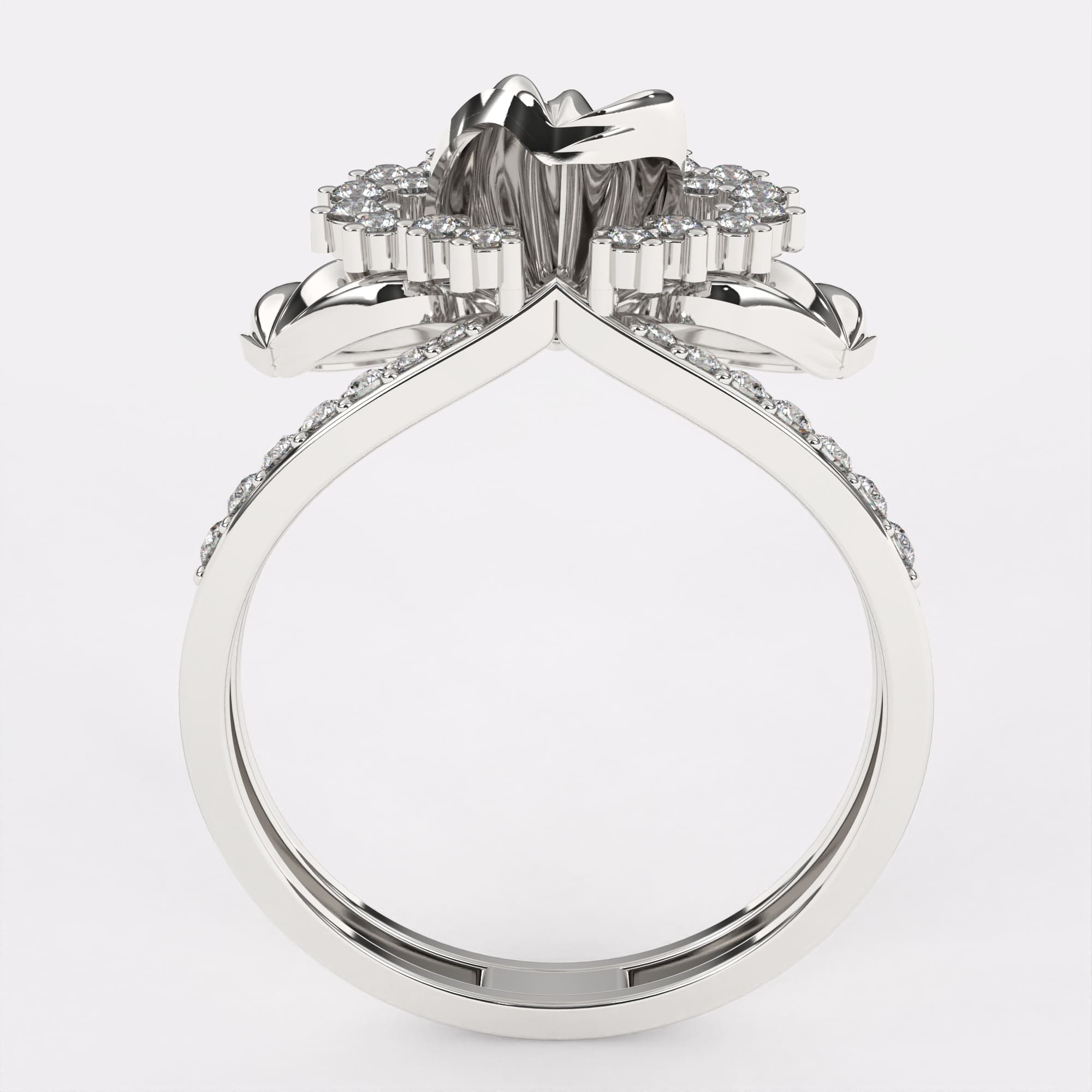 Floret Design Rose Gold Diamond Ring in 925 Silver