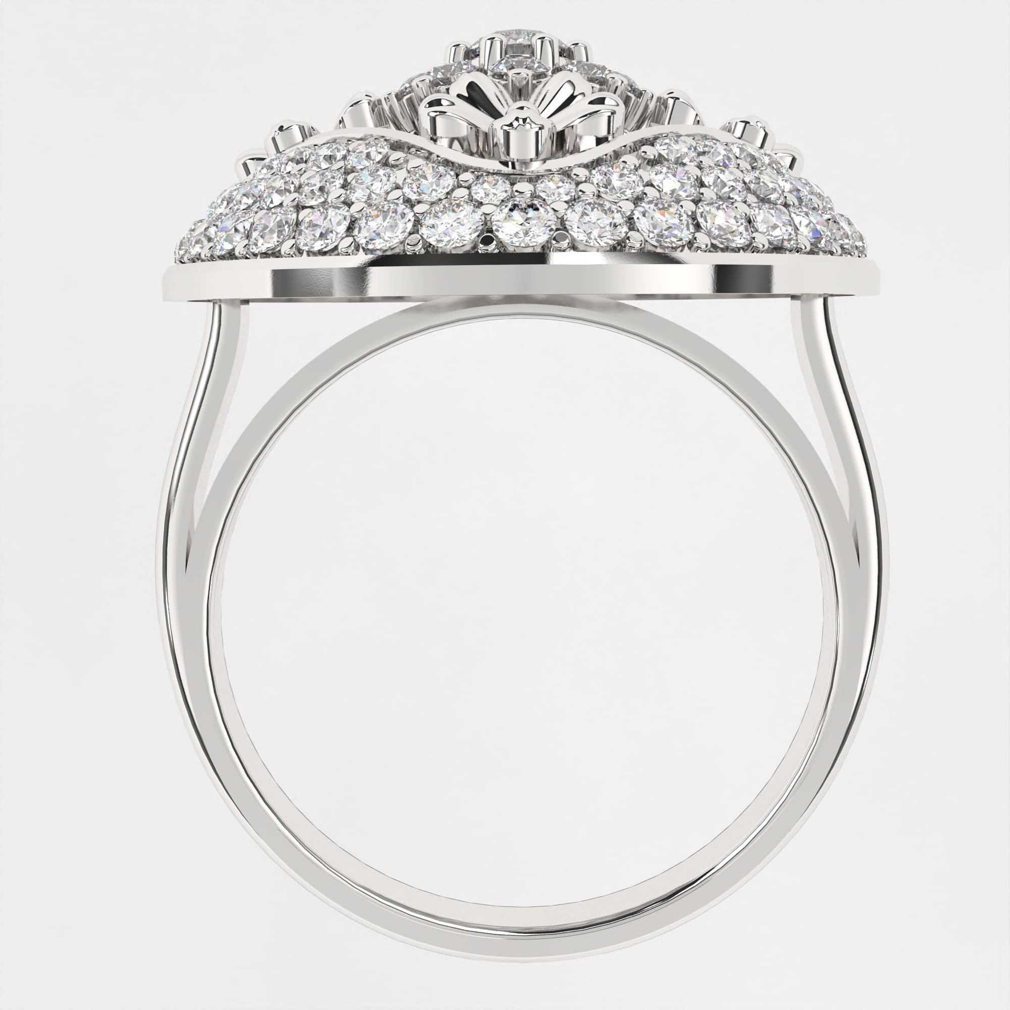 Gold Petal Diamond Ring in 925 Silver
