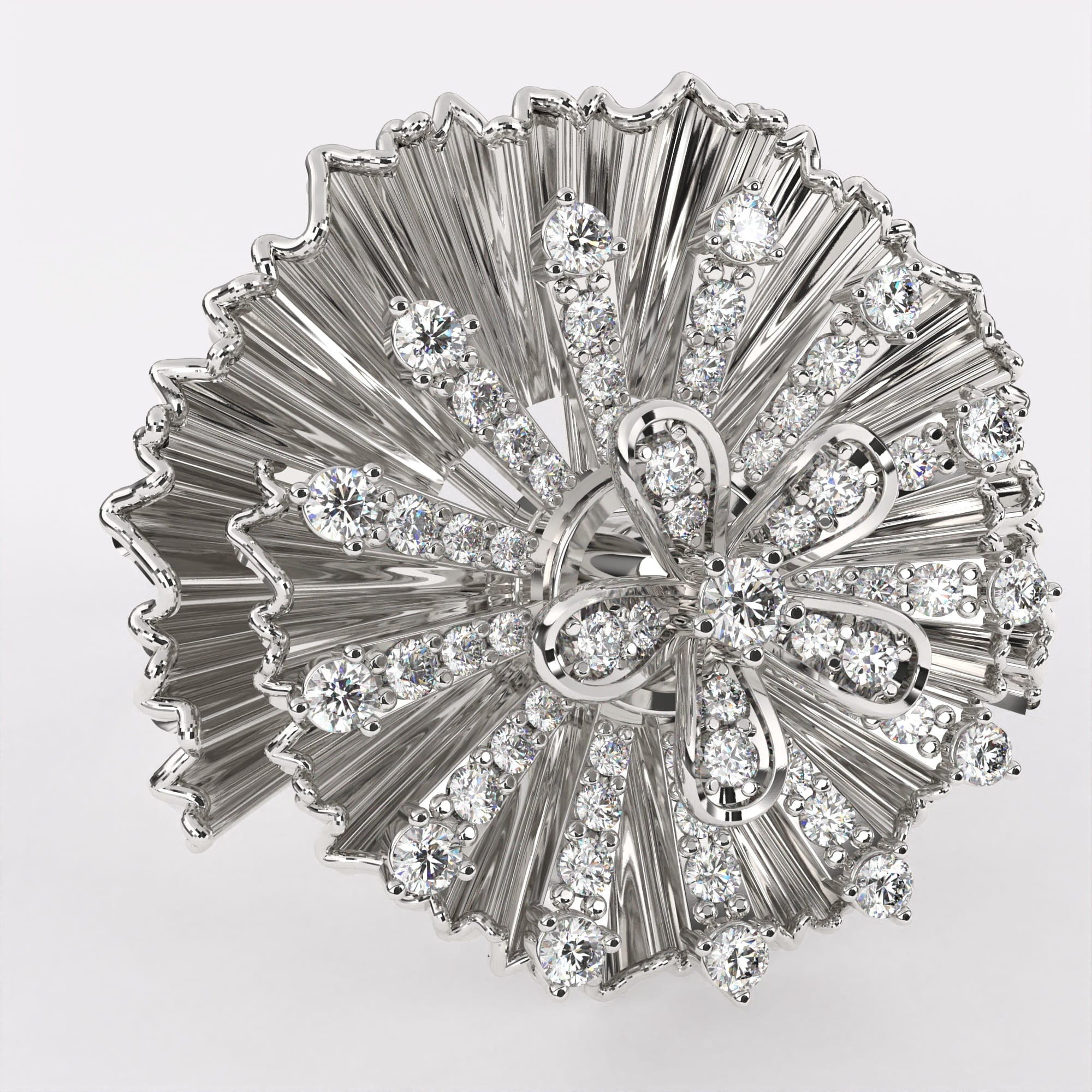 Brooch in Gold Diamond Ring in 925 Silver