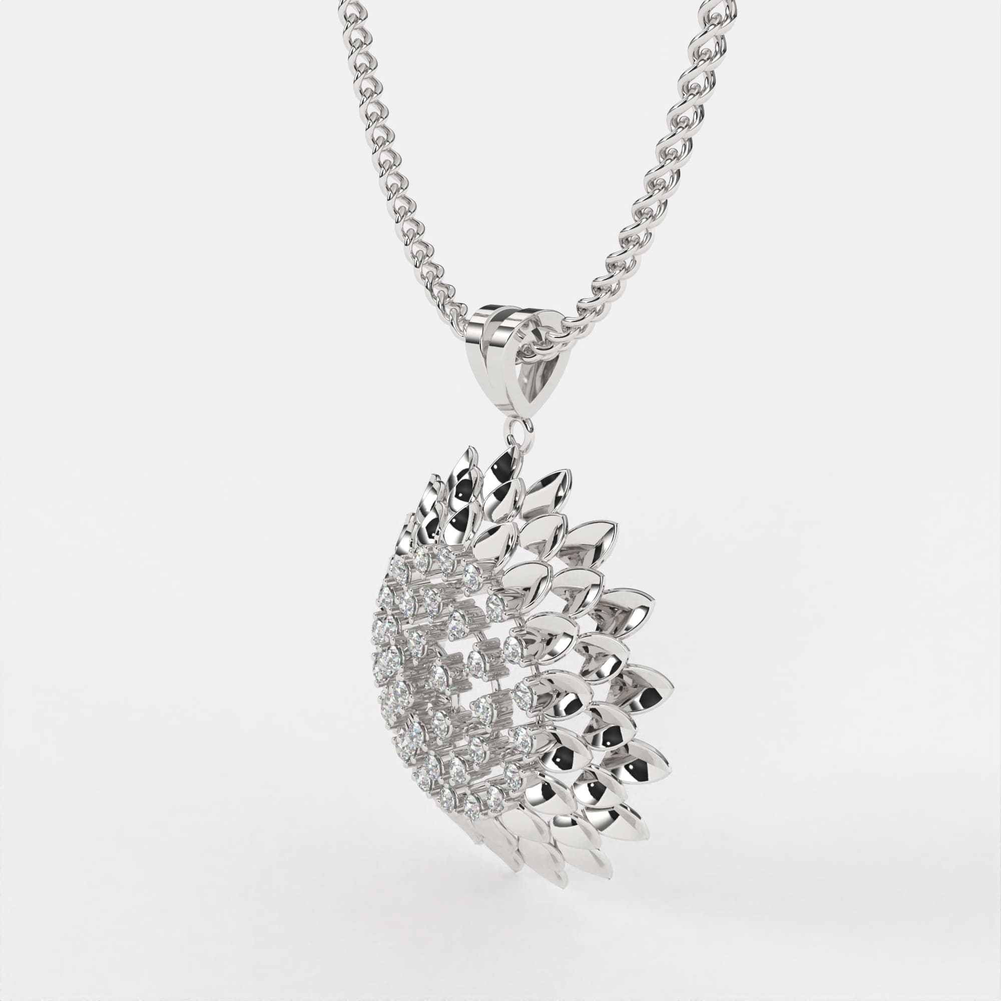 Elegant Flow Diamond Pendant In 925 Silver