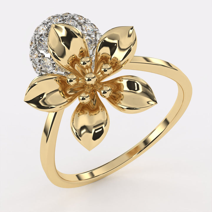 Gold Floral Diamond Ring