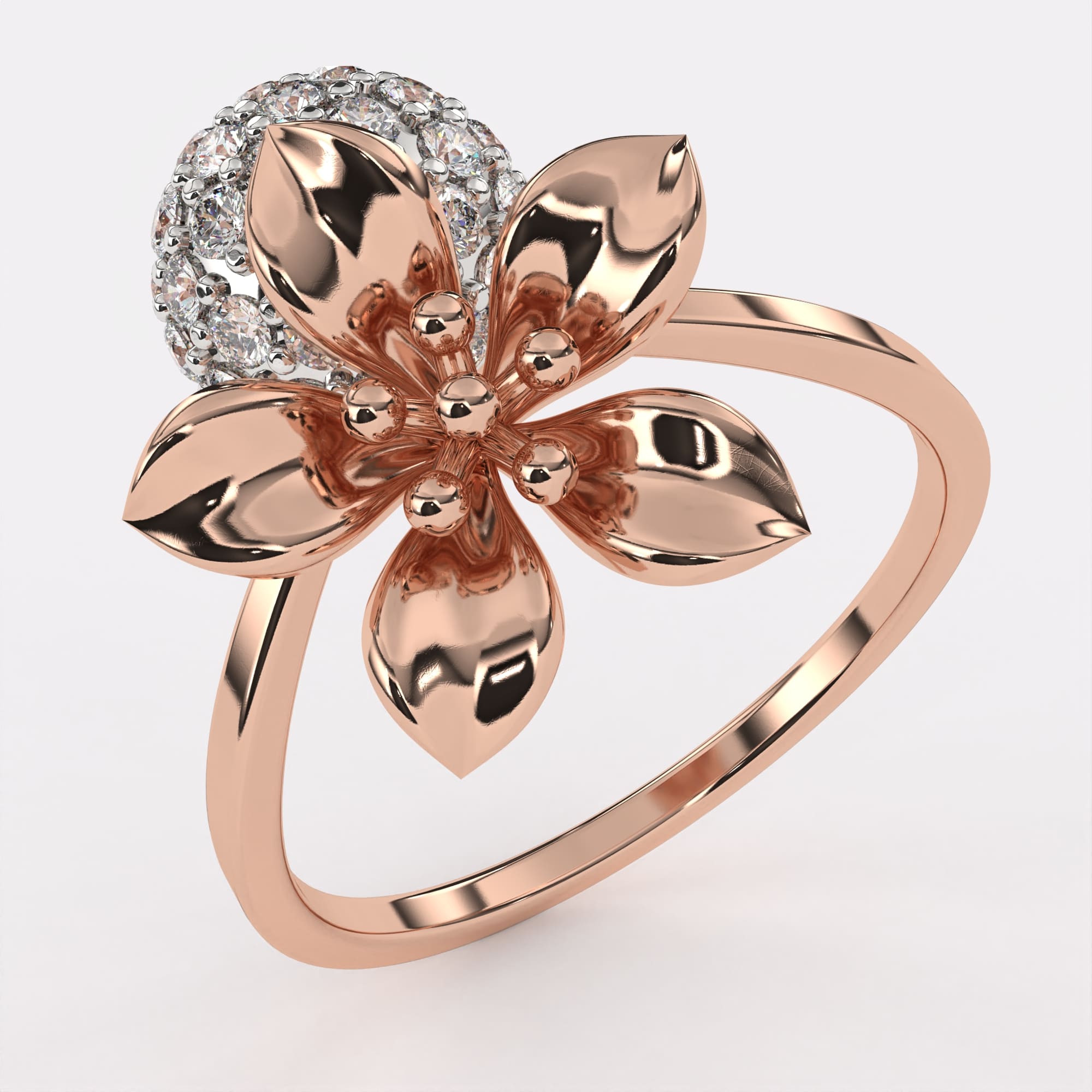 Gold Floral Diamond Ring