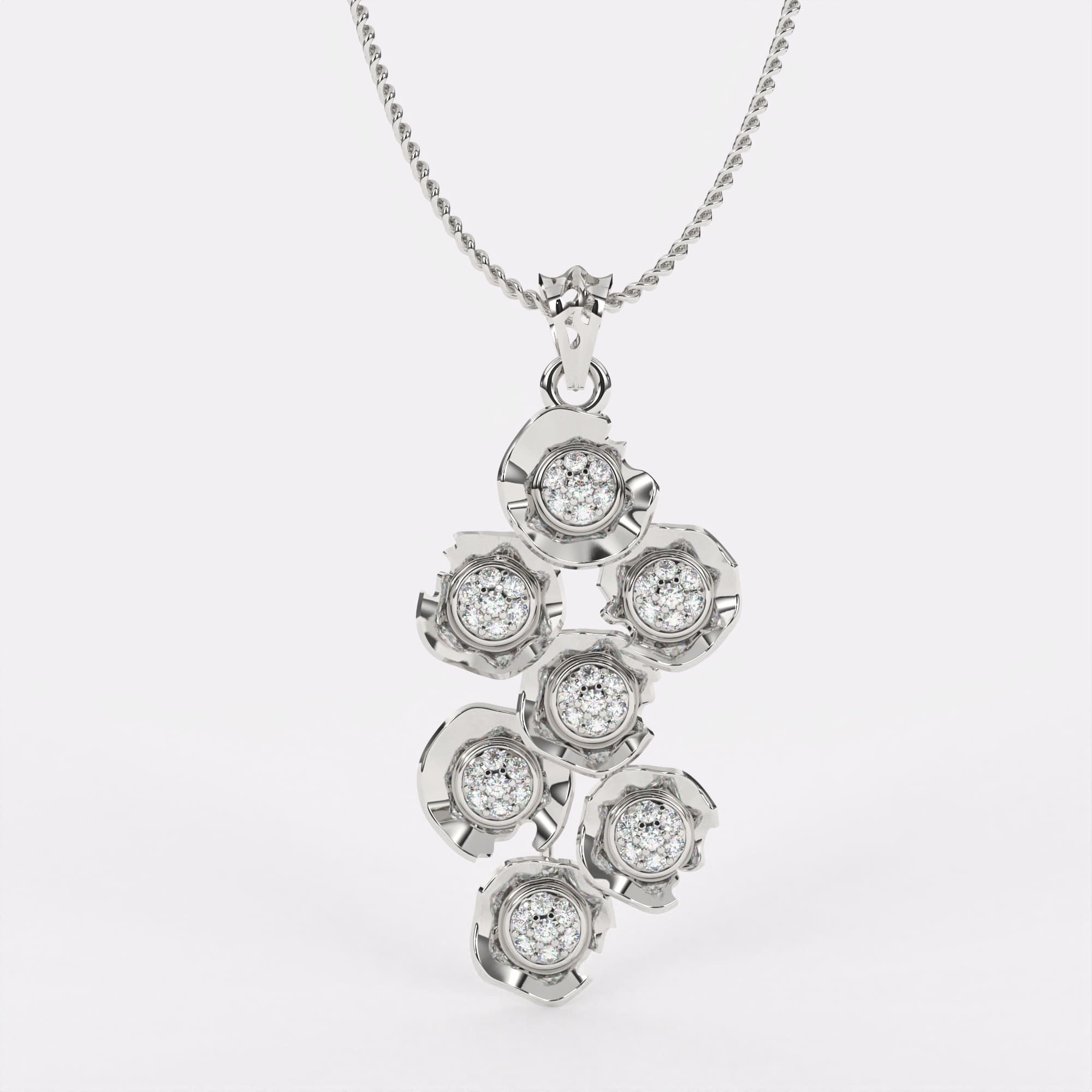 Shimmering Cascade Diamond Pendant In 925 Silver