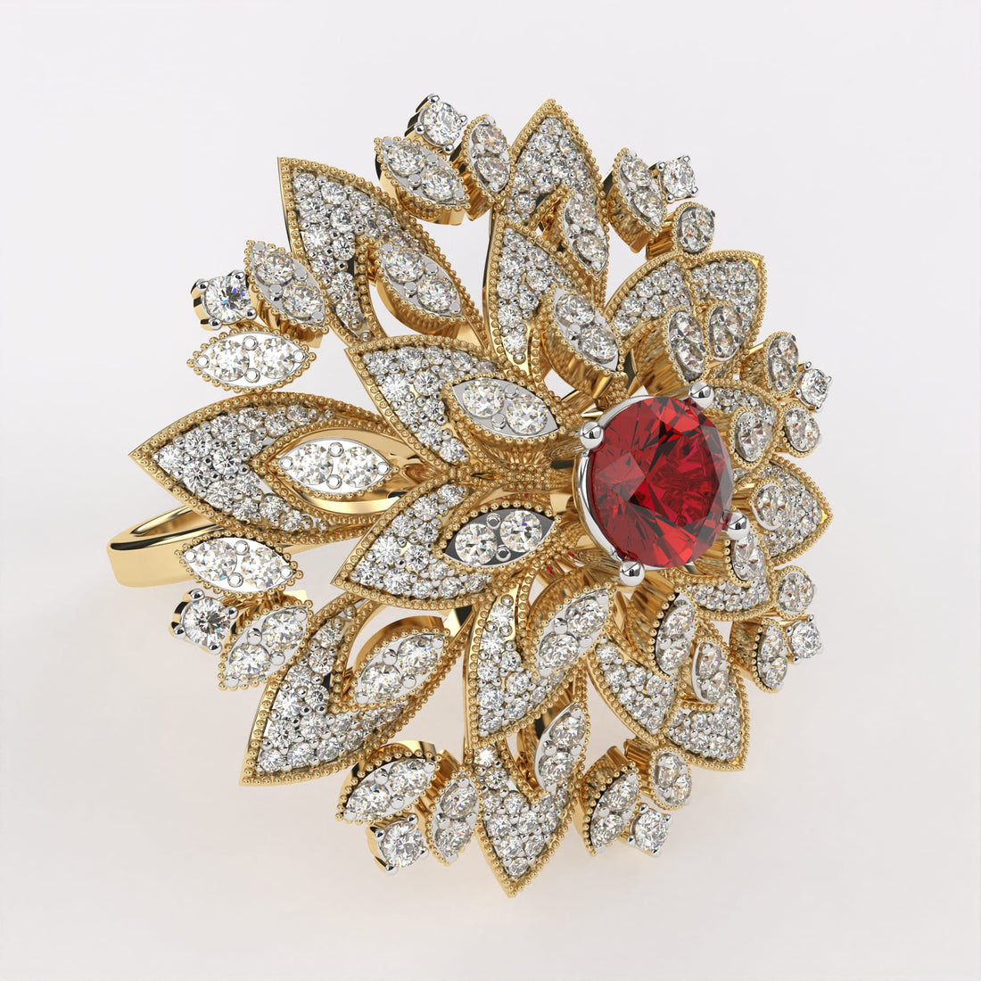 Ruby Blossom Diamond Ring