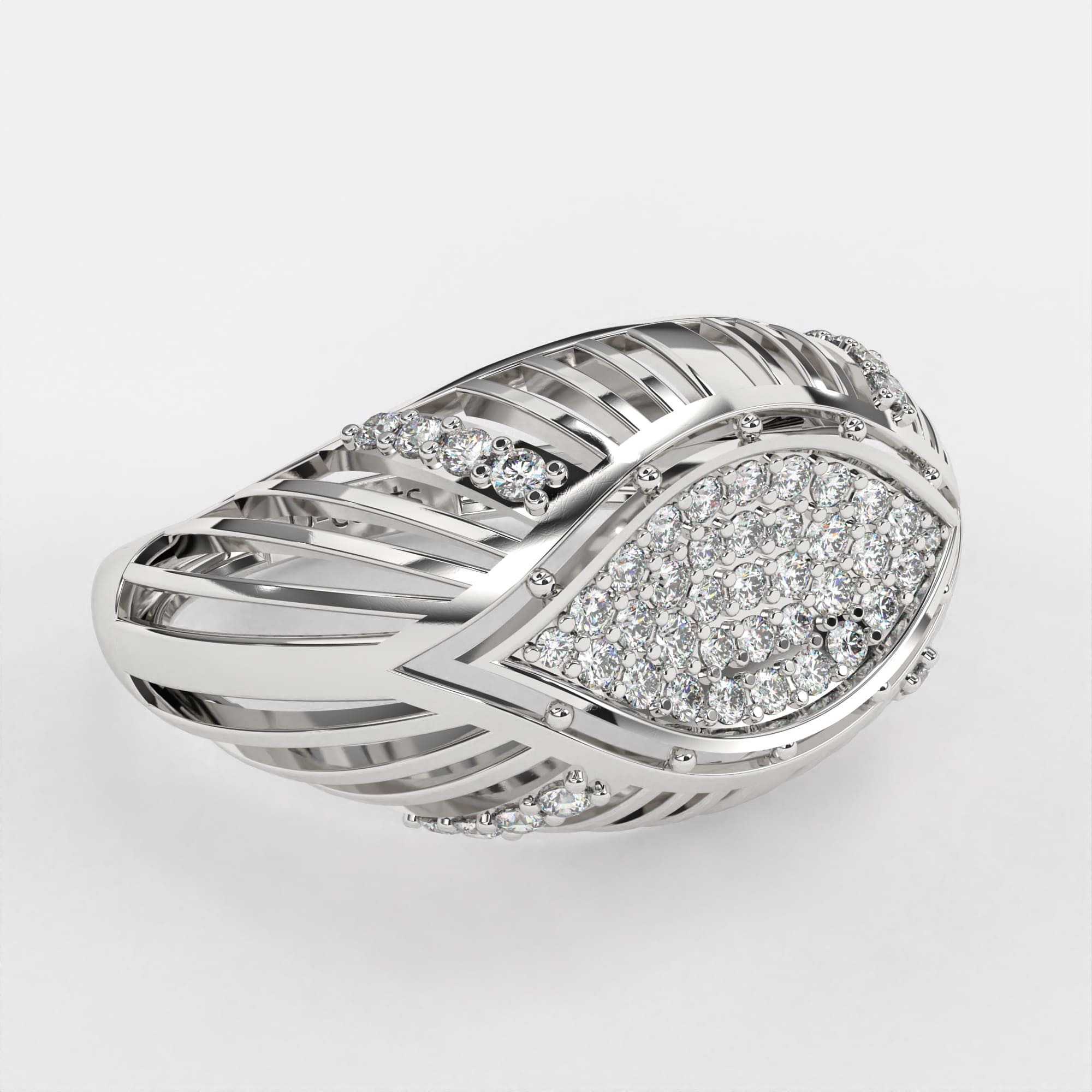 Layering Design Diamond Ring in 925 Silver