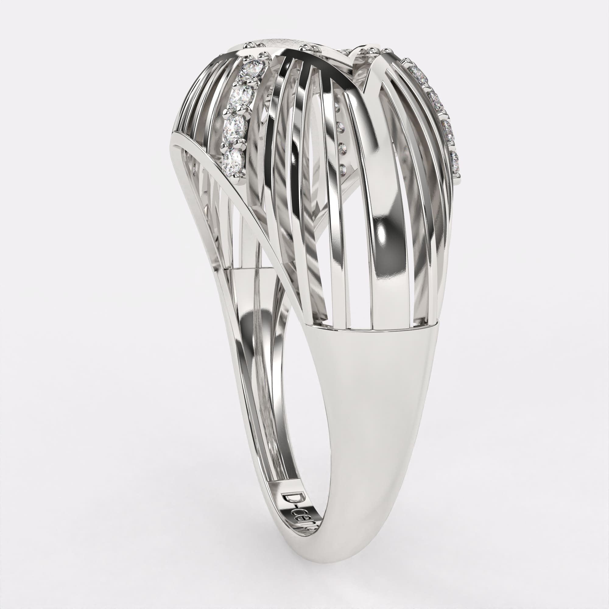 Layering Design Diamond Ring in 925 Silver