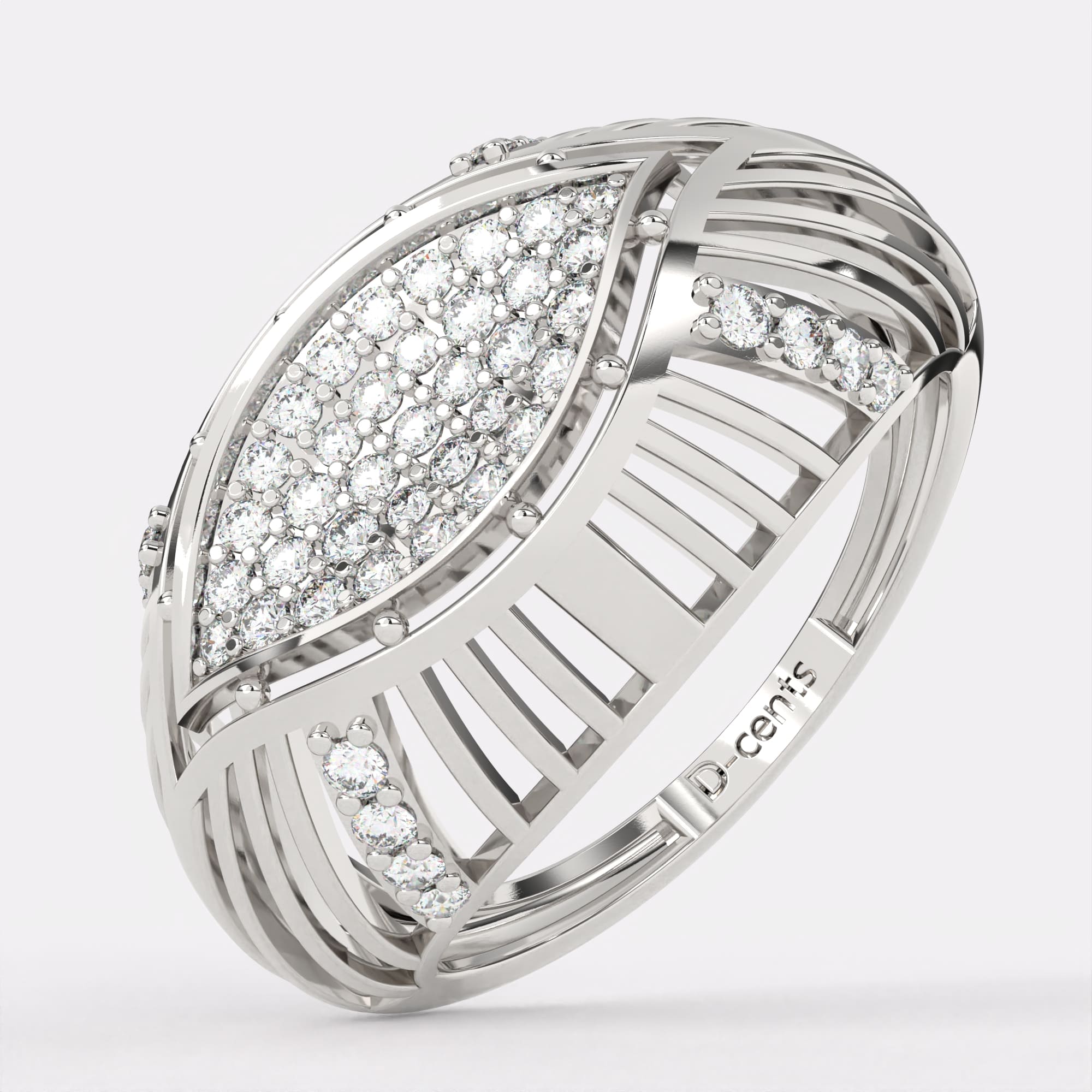 Layering Design Diamond Ring in 925 Silver