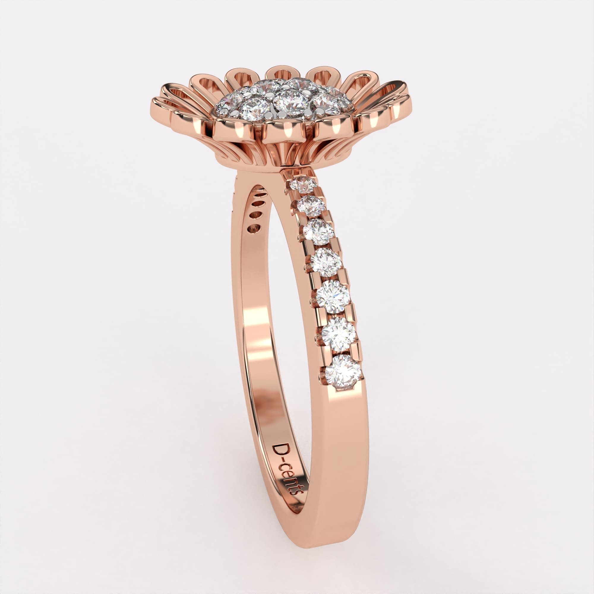 Gold Sunflower Diamond Ring
