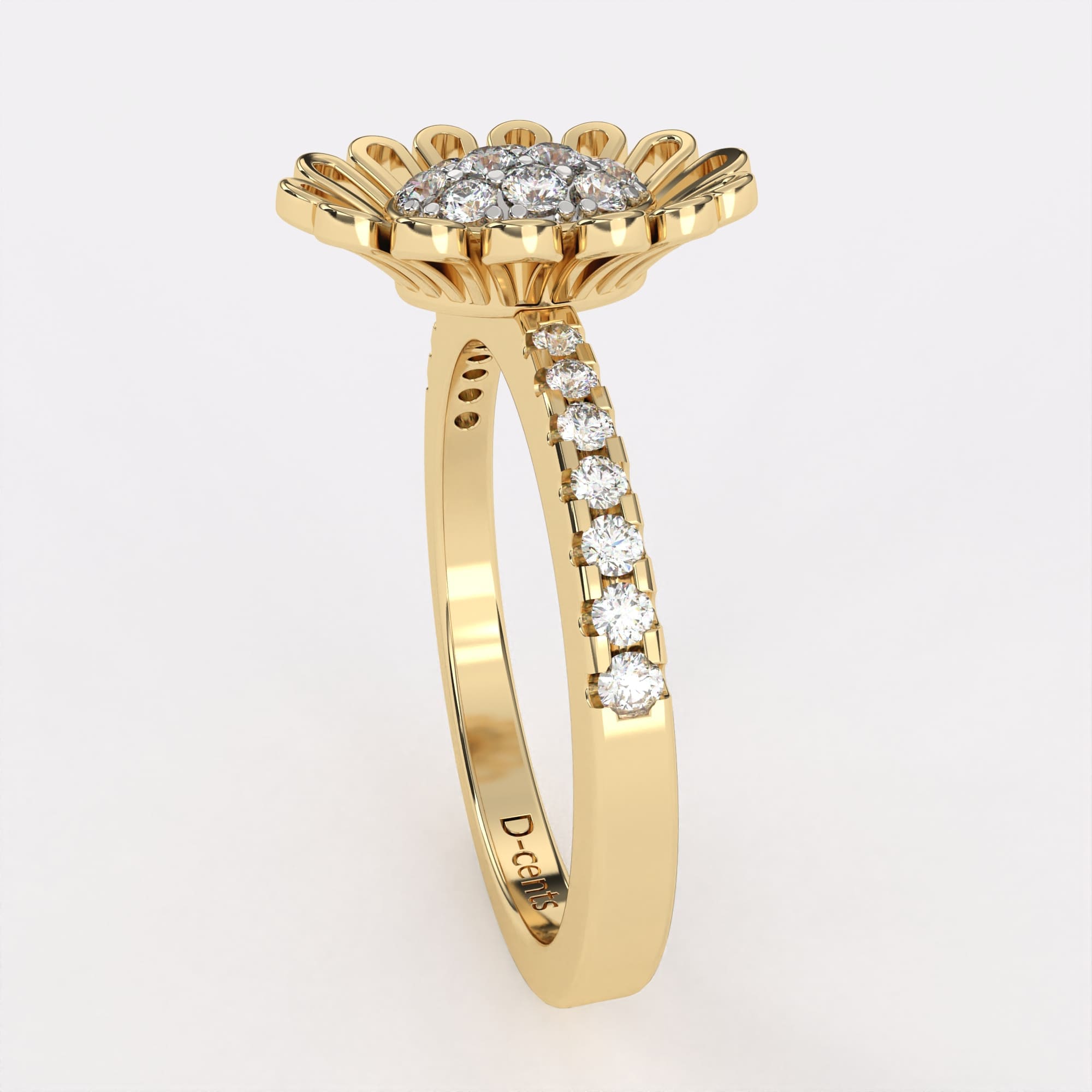 Gold Sunflower Diamond Ring
